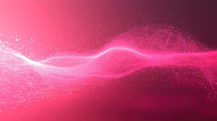 Poster - Abstract pink wave of particles, glowing energy.