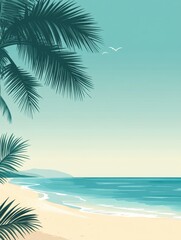 Poster - Tropical beach with coconut palm and turquoise water perfect for relaxation and inspiration. Generative AI