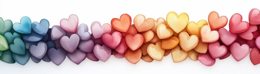 Poster - Colorful Watercolor Hearts in a Vibrant Rainbow Palette for Creative Projects