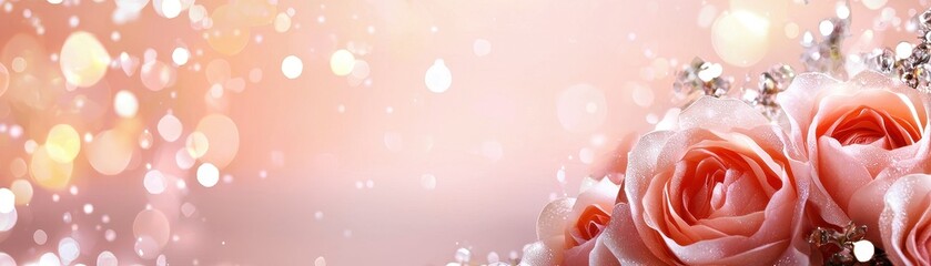 Poster - Elegant Translucent Floral Background with Soft Pea Color and Rose Accents in a Dreamy Atmosphere