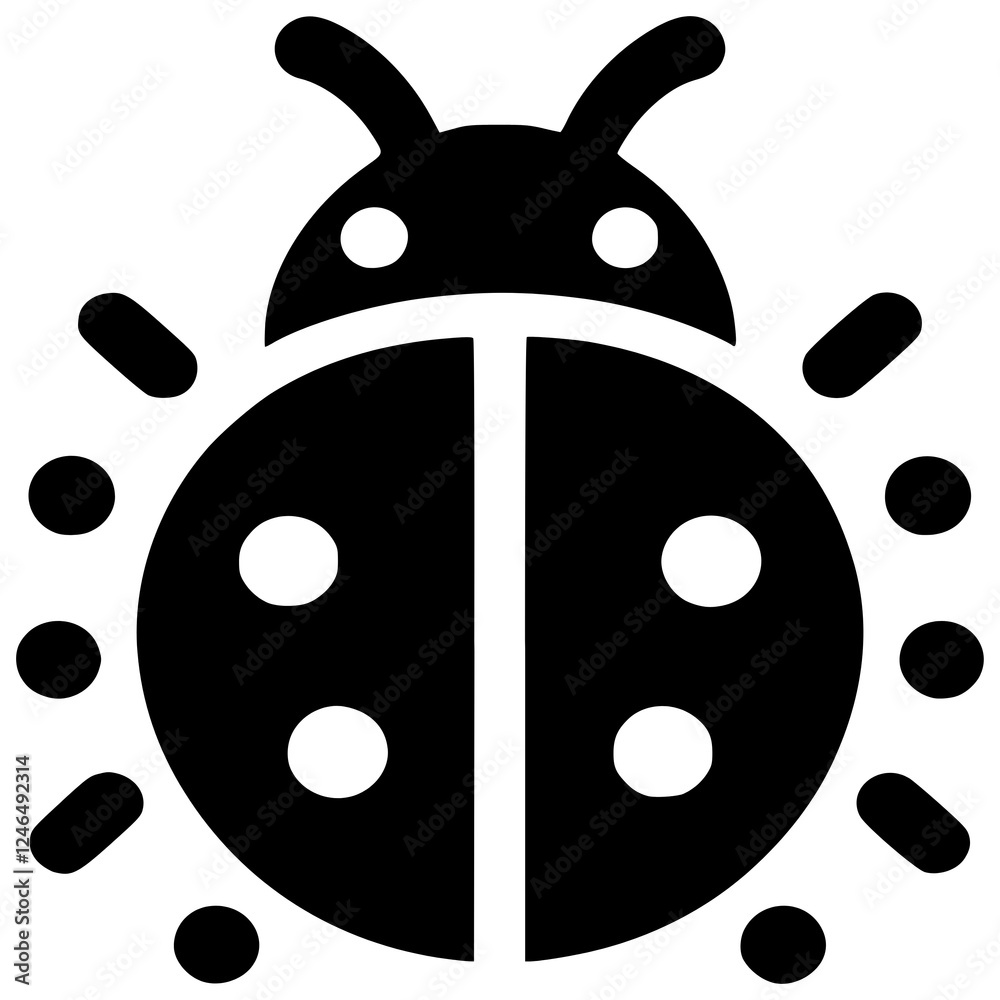 Ladybug Icon: A bold, simple, and iconic illustration of a ladybug ...