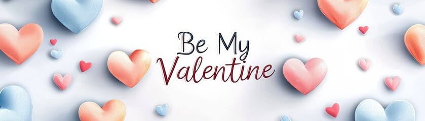 Poster - Soft Toned Aquarelle Design Featuring Hearts for Valentine's Day Celebration