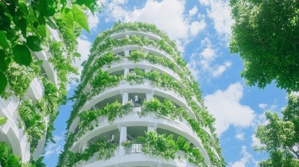 Poster - Verdant Vertical Cityscape Eco-Friendly Tower Design