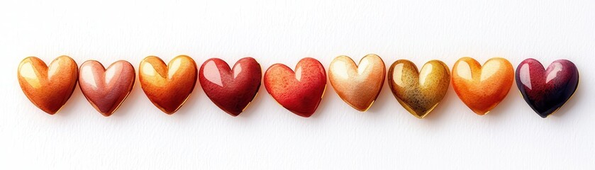 Poster - Warm Vibrant Watercolor Hearts Collection in Various Shades for Your Creative Projects