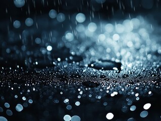 Poster - Minimalist black and white background with glossy water droplets and reflections