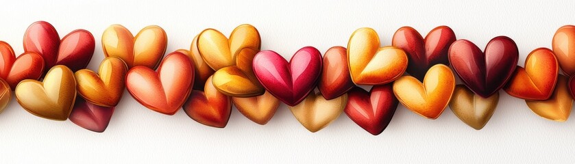 Poster - Warm and Vibrant Watercolor Hearts Collection for Creative Projects and Design Inspiration
