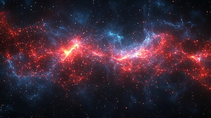 Wall Mural - abstract background with red and blue glowing line wave