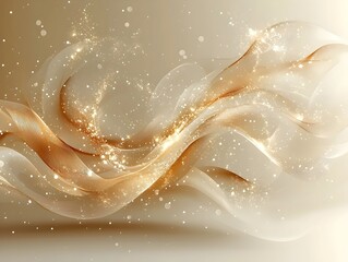 Poster - An elegant abstract background featuring flowing golden waves intertwined with sparkling elements, creating a luxurious and ethereal atmosphere.