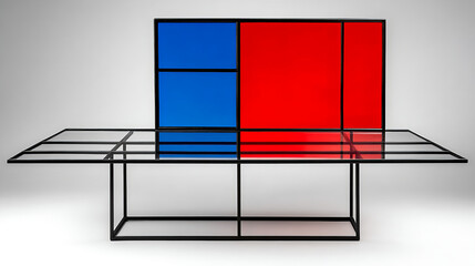 Poster - Modern art installation contemporary gallery sculpture display minimalist design straight-on view abstract concept