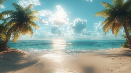 Serene tropical beach with palm trees