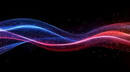 Wall Mural - abstract background with red and blue glowing line wave