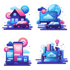 Wall Mural - illustration of iot technology in everyday life