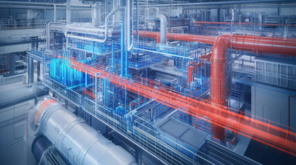 Poster - detailed diagram of heat recovery system in industrial setting