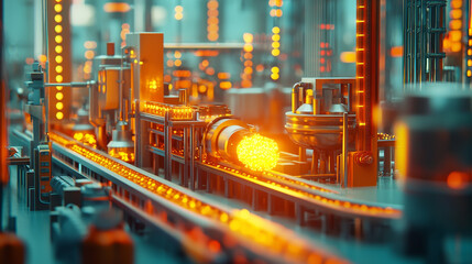 Poster - vibrant animated production line showcasing playful interaction