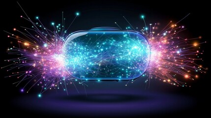 Poster - Virtual Reality Headset Exploding with Light Particles