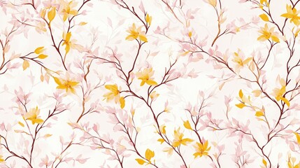 Poster - Watercolor Blossom Branches Seamless Pattern Design