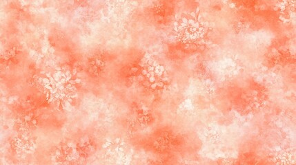 Poster - Watercolor Peach Blossom Floral Pattern Background Design