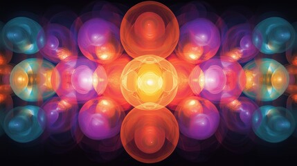 Fototapete - Vibrant and colorful circular patterns with overlapping effects creating an abstract and visually - appealing design. Ideal for wallpaper and decorative purposes.