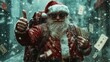 © Blueloner - Santa Claus with Money Bag Thumbs Up