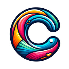 Colorful letter c logo design isolated on white background