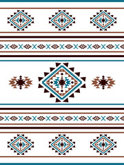 Wall Mural - Southwest Aztec geometric Native American Mexican Navajo tribal ethnic boho indian texture ornament seamless pattern fabric colorful design vector for woven textile printing blanket rug carpet fashion