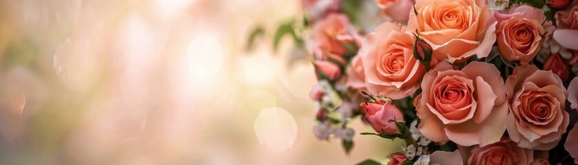 Poster - Gentle Macro Shot of Beautiful Roses in Soft Hues for Romantic Themes and Floral Decor