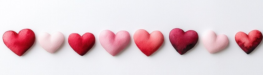 Poster - Hand Painted Watercolor Hearts in Soft Shades for Valentine's Day or Romantic Decor