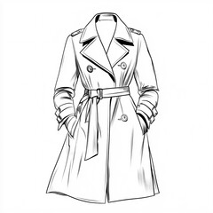 Wall Mural - Line art of a classic trench coat with a modern twist