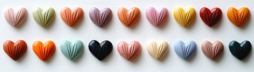 Poster - Vibrant Aquarelle Hearts Featuring Unique Designs in a Colorful and Captivating Arrangement