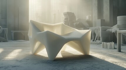 Poster - Abstract Sculptural Furniture Design in Minimalist Setting