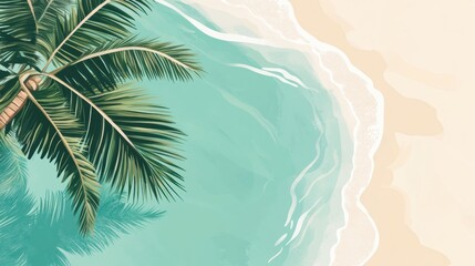 Aufkleber - Relaxing on a tropical beach with coconut palm trees and turquoise waters in a serene paradise setting. Generative AI