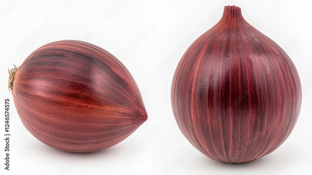 Fresh Red Onion Isolated on White Background for Culinary Use