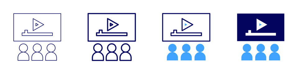 Engaging presentation ideas icon in 4 different styles. Thin Line, Line, Bold Line, Duotone. Duotone style. Editable stroke