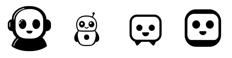 Poster - various friendly cartoon characters featuring different expressions and designs in a simple style
