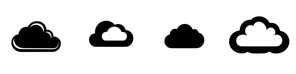 Poster - Cloud silhouettes displayed in various shapes on a contrasting background