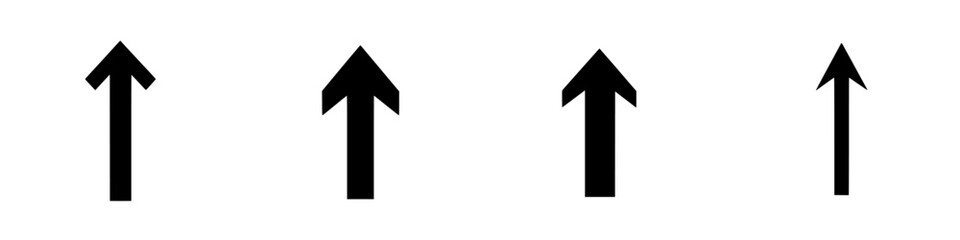 Poster - Directional arrows in solid black illustrating various upward movements on a white background in a minimalist style
