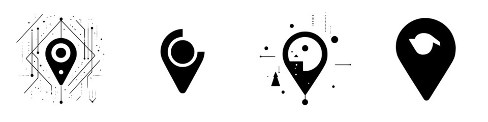 Poster - Creative collection of location pins representing navigation and mapping concepts in modern design