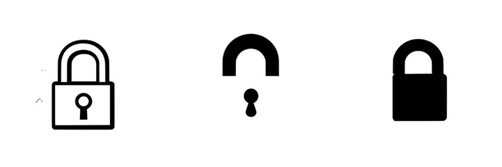 Poster - various styles of padlocks with open and closed positions shown in a simple black and white design