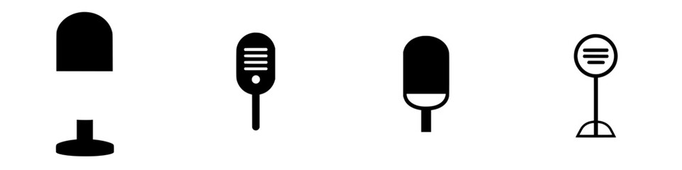 Poster - Unique collection of microphone silhouettes showcasing various styles and designs in a minimalist format