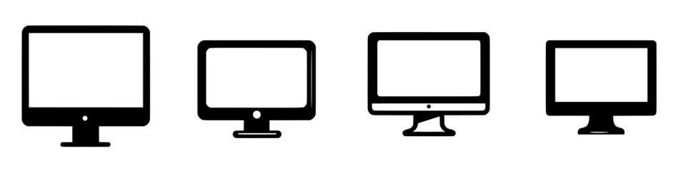 Poster - Various silhouettes of computer monitors illustrating the evolution of design over time in a minimalist style