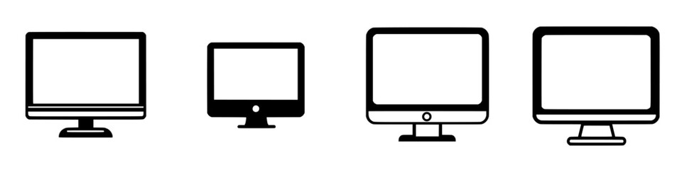 Leinwandbilder - Different types of computer monitors arranged in a row showing variations in design and size