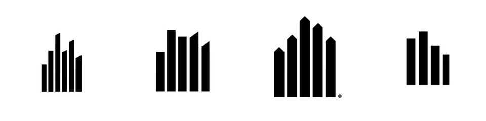 Poster - Modern abstract representation of city skyline in minimalistic black design showcasing varying heights