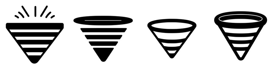 Poster - Unique black and white spiral designs illustrating different cone shapes and patterns suitable for various artistic applications