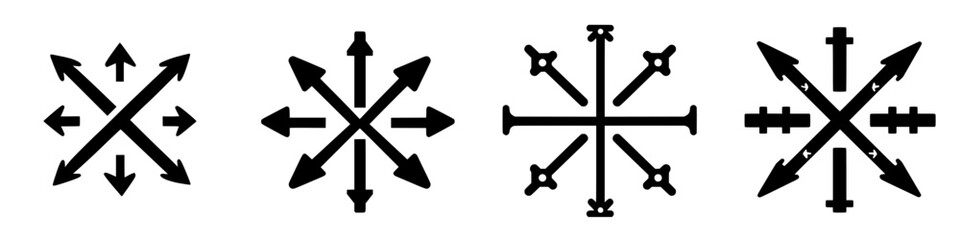 Poster - Various directional symbols displayed on a neutral background for graphic design and navigation purposes
