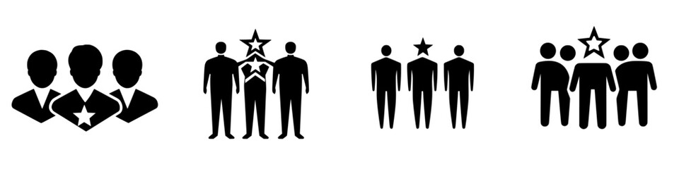 Poster - Diverse group symbols representing teamwork, collaboration, and collective achievement in various shapes and sizes