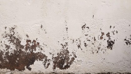 Poster - weathered wall texture with peeling white paint and brown mold stains for grunge background or artistic overlay design

