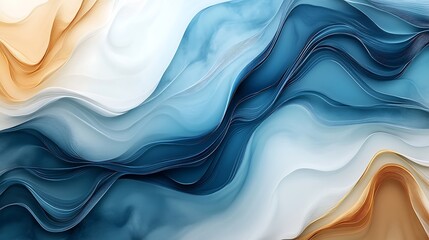 Wall Mural - abstract background with waves of blue and brown color
