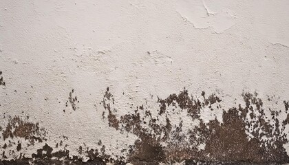 Poster - weathered wall texture with peeling white paint and brown mold stains for grunge background or artistic overlay design

