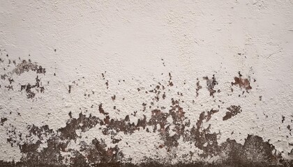 Poster - weathered wall texture with peeling white paint and brown mold stains for grunge background or artistic overlay design

