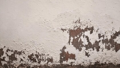 Poster - weathered wall texture with peeling white paint and brown mold stains for grunge background or artistic overlay design

